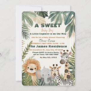 Invitation pour une Fête de Bébé Garçon Safari Tro