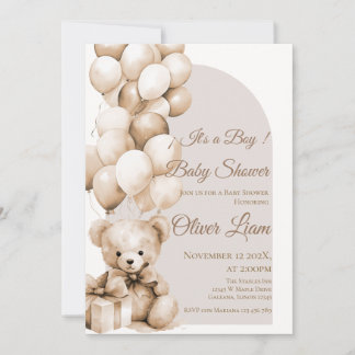 Invitation pour une fête de bébé ours garçon