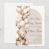 Invitation pour une fête de bébé ours garçon (Devant / Derrière)