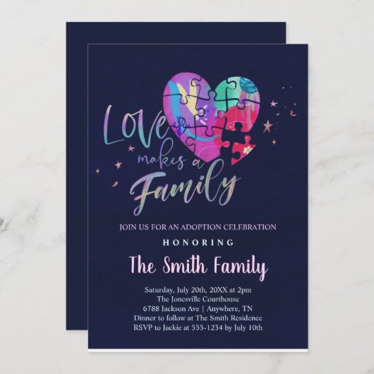 Invitation pour une fête de célébration de l'adopt (Devant / Derrière)