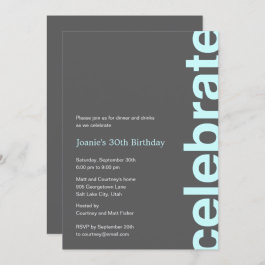 Invitation pour une fête de célébration moderne - (Devant / Derrière)