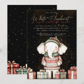 Invitation pour une fête de chandail laid d'élépha (Devant / Derrière)