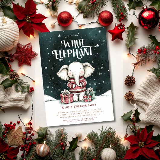 Invitation pour une fête de chandail laid d'élépha