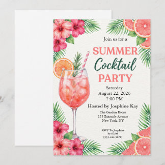 Invitation pour une fête de cocktail tropical et c