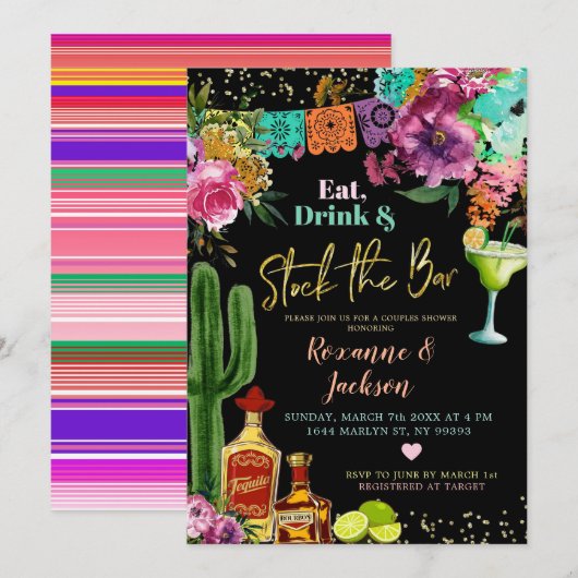 Invitation pour une fête de couples avec thème flo (Devant / Derrière)