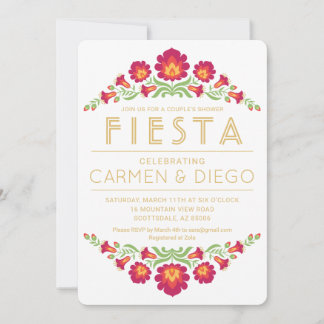 Invitation pour une fête de couples Fiesta, fleurs