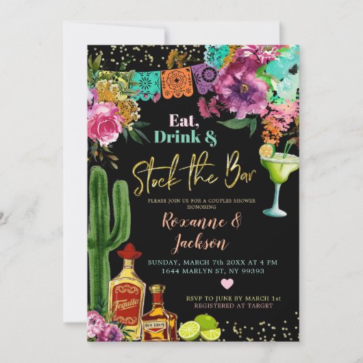 Invitation pour une fête de couples mexicaine flor (Devant)