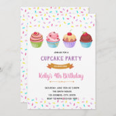 Invitation pour une fête de cupcakes avec pépites (Devant / Derrière)