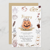 Invitation pour une fête de découpage de citrouill (Devant / Derrière)