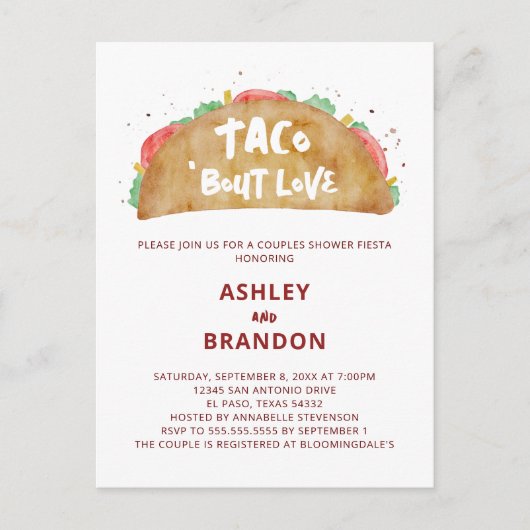 Invitation pour une fête de douche de couple Taco (Devant)