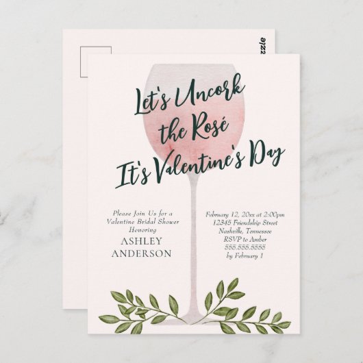 Invitation pour une fête de douche de mariée à la  (Devant / Derrière)