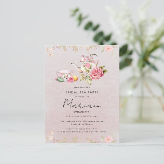 Invitation pour une fête de douche de mariée thé d (Debout devant)