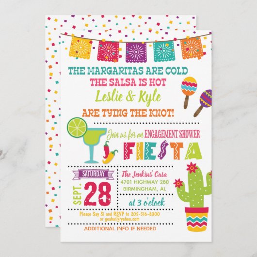 Invitation pour une fête de fiançailles Fiesta - B (Devant / Derrière)