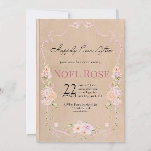 Invitation pour une fête de fiançailles Happily Ev (Devant)