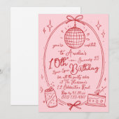 Invitation pour une fête de fille pour ses 10 ans, (Devant / Derrière)