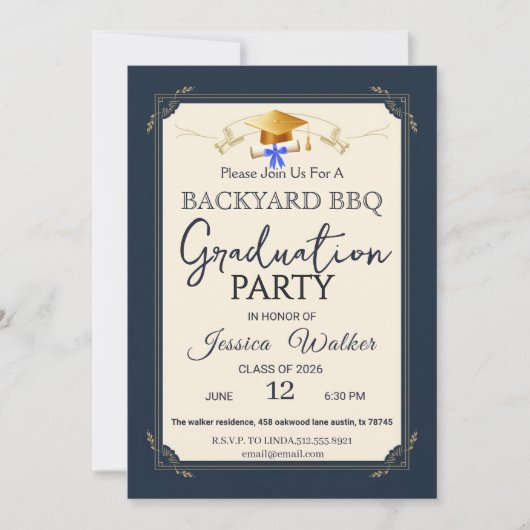 Invitation pour une fête de fin d'études BBQ (Devant)