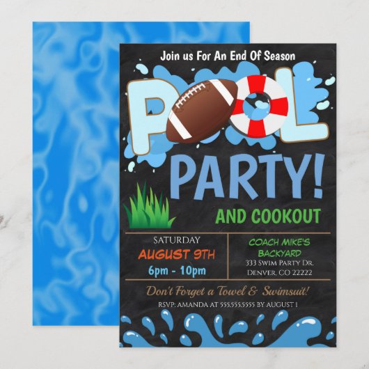 Invitation pour une fête de football au bord de la (Devant / Derrière)