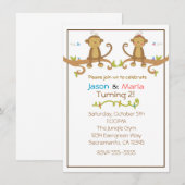 Invitation pour une fête de jumeaux garçon fille B (Devant / Derrière)