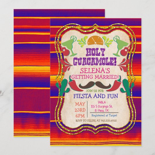 Invitation pour une fête de mariage à thème mexica (Devant / Derrière)