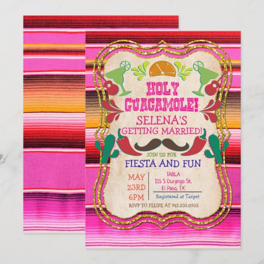 Invitation pour une fête de mariage à thème mexica (Devant / Derrière)