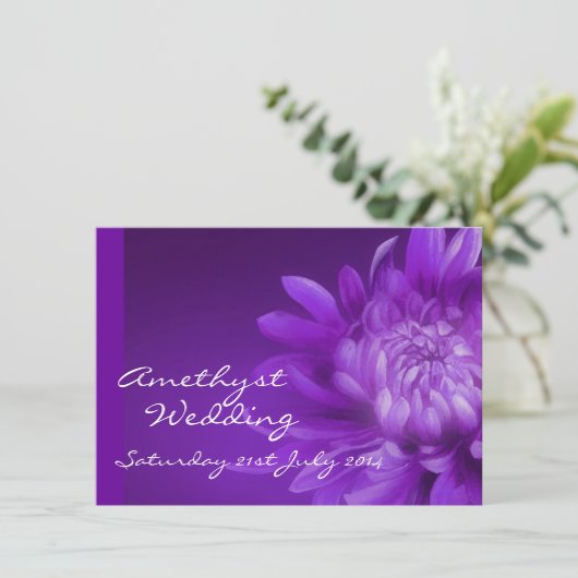 Invitation pour une fête de mariage améthyste 6ème (Debout devant)