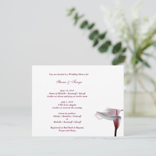 Invitation pour une fête de mariage au lys calla (Debout devant)