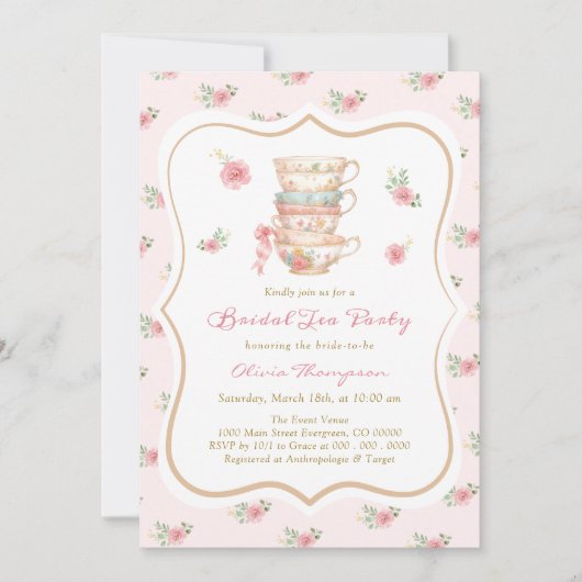 Invitation pour une fête de mariage avec thé à l'a (Devant)