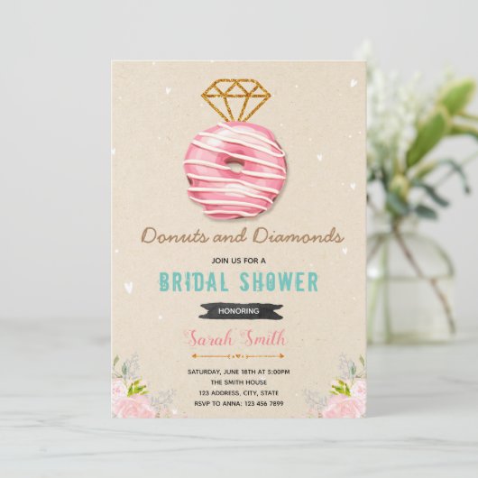 Invitation pour une fête de mariage Donuts et diam (Debout devant)