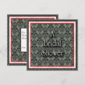 Invitation pour une fête de mariage en damas rouge (Devant / Derrière)