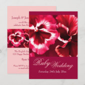 Invitation pour une fête de mariage rubis 40e rose (Devant / Derrière)