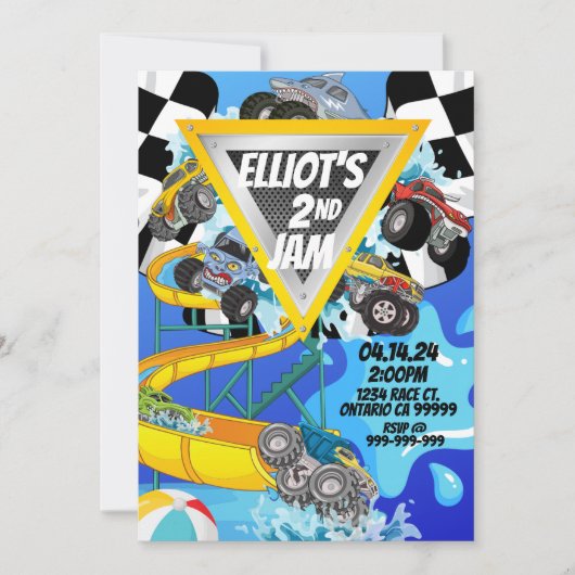 Invitation pour une fête de monstres trucks au bor (Devant)