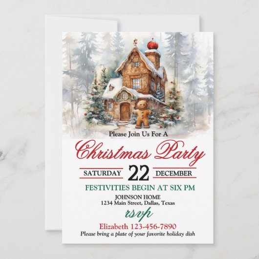 Invitation pour une fête de Noël à la maison rusti (Devant)
