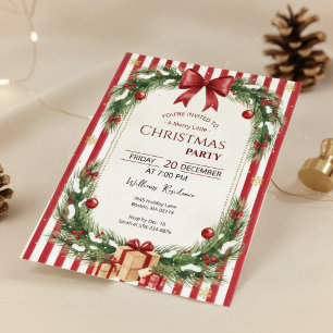 Invitation pour une fête de Noël à rayures de cann