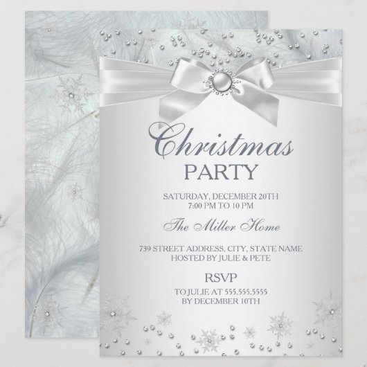 Invitation pour une fête de Noël au flocon de neig (Devant / Derrière)