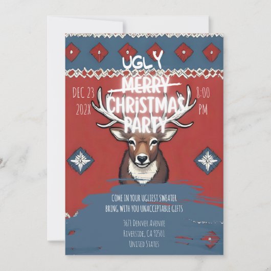 Invitation pour une fête de Noël au pull moche ave (Devant)