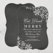 Invitation pour une fête de Noël avec flocon de ne (Devant / Derrière)