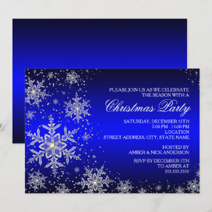 Invitation pour une fête de Noël bleue avec flocon