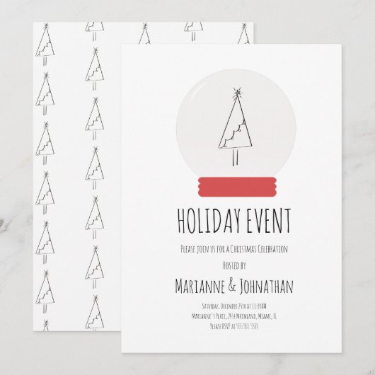 Invitation pour une fête de Noël dans un globe de  (Devant / Derrière)