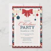 Invitation pour une fête de Noël en tricot nordiqu (Devant)