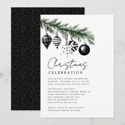 Invitation pour une fête de Noël moderne rustique (Devant / Derrière)