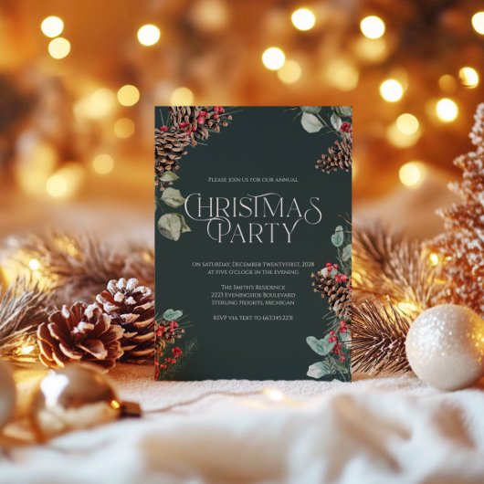 Invitation pour une fête de Noël rustique, thème d