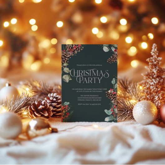 Invitation pour une fête de Noël rustique, thème d