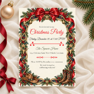 Invitation pour une fête de Noël Western Tartan
