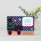 Invitation pour une fête de patinage rose et sarce (Debout devant)