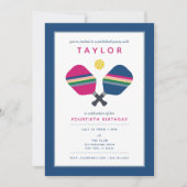 Invitation pour une fête de pickleball bleu, vert  (Devant)