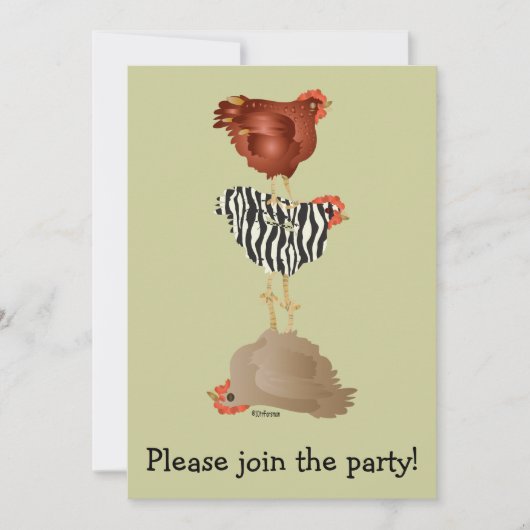 Invitation pour une fête de poulettes acrobates (Devant)