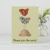 Invitation pour une fête de poulettes acrobates (Debout devant)