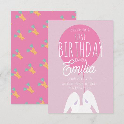 Invitation pour une fête de premier anniversaire d (Devant / Derrière)