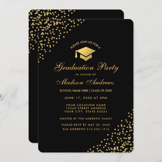 Invitation pour une fête de remise de diplômes ave (Devant / Derrière)