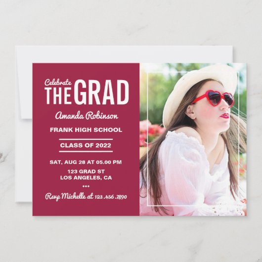 Invitation pour une fête de remise de diplômes rou (Devant)